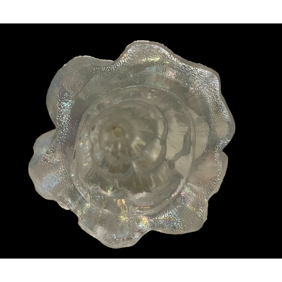 Fenton Large CHRISTMAS TREE 6.5" Snow Frosted Iridescent White Gold Partridge! - Picture 4 of 9